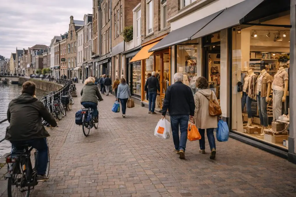 Fietsen en winkelen langs het kanaal