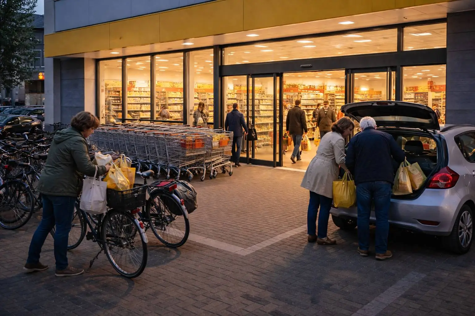 Jumbo openingstijden - Drukte in de avondwinkel bij Jumbo supermarkt