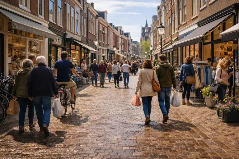 Pinksteren openingstijden - Zonnige winkelstraat in Dordrecht