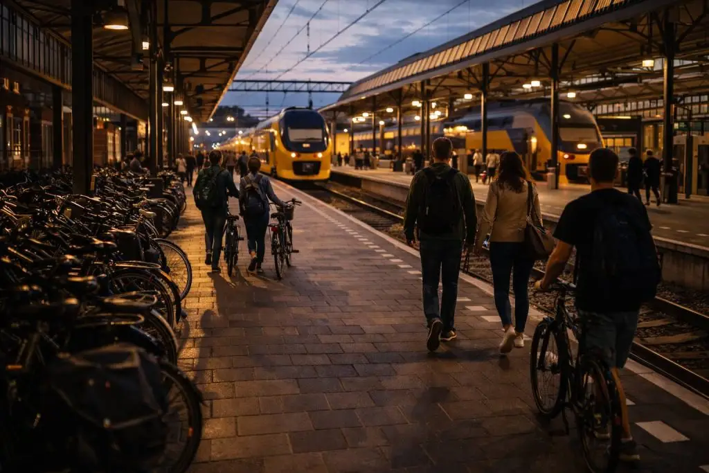 Station Dordrecht in de schemering