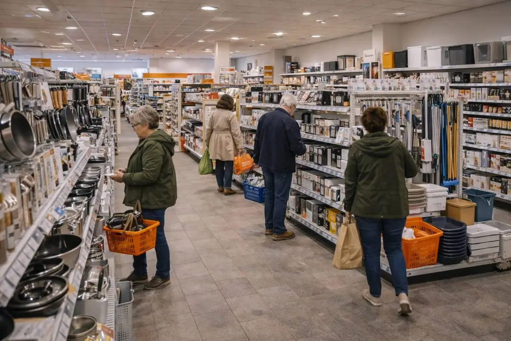 Winkelend publiek bekijkt woonartikelen in Dordrecht